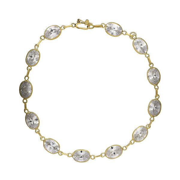 Pulseira De Ouro 18k Cintilante Com Zircônias 