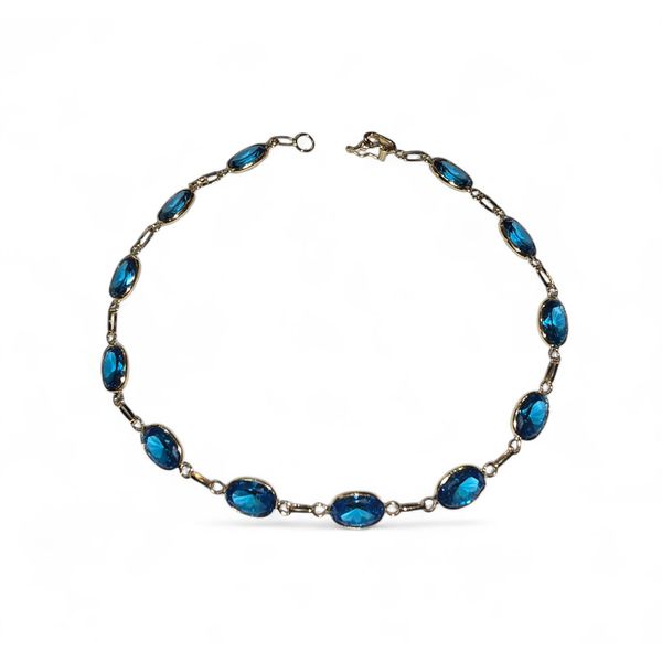 Pulseira De Ouro 18k Cintilante de 21cm Com Zircônias Azuis