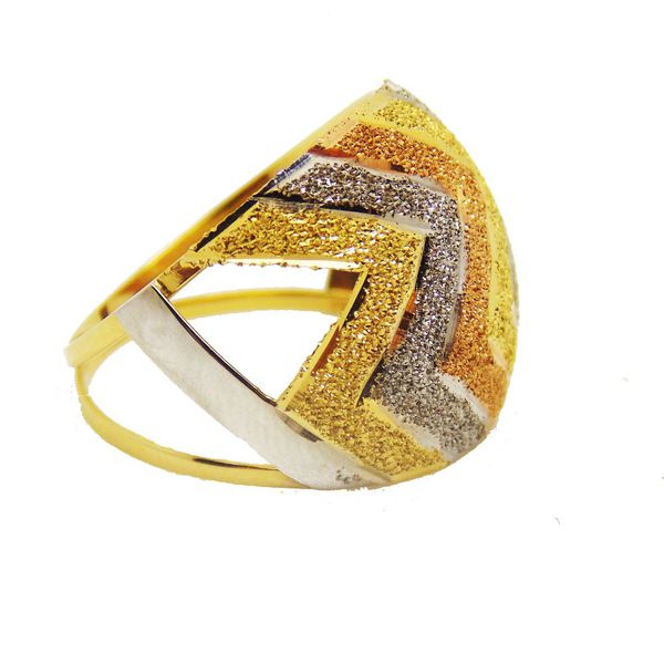 Anel De Ouro 18k Zig Zag Tricolor