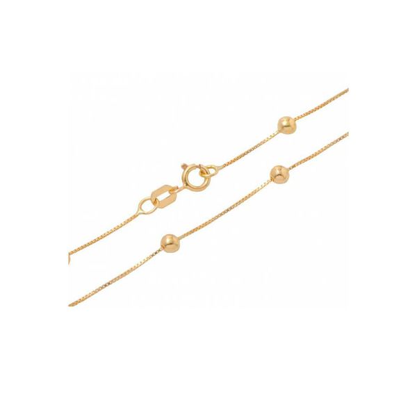 Corrente De Ouro 18k Veneziana Com Bolinhas De 4,0mm Com 45cm