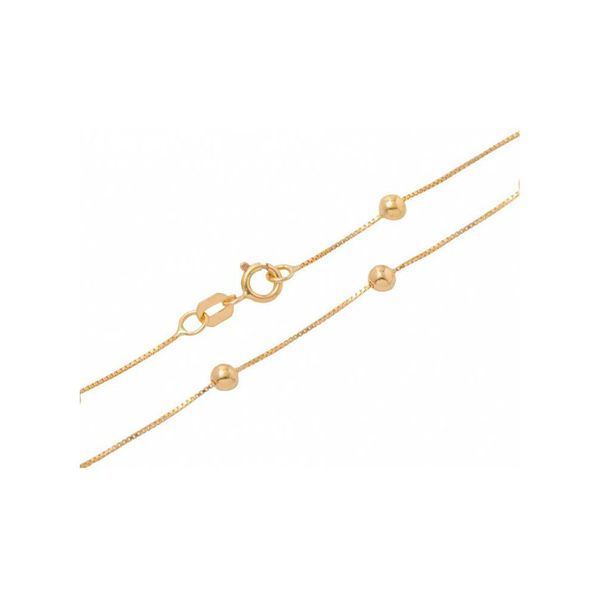 Corrente De Ouro 18k Veneziana Com Bolinhas De 5,0mm Com 45cm