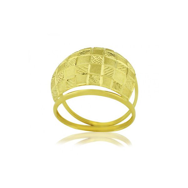 Anel De Ouro 18k Xadrez Trabalhado