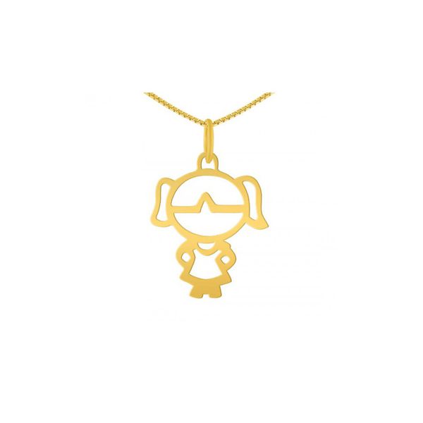Pingente De Ouro 18k Menina De 25mm