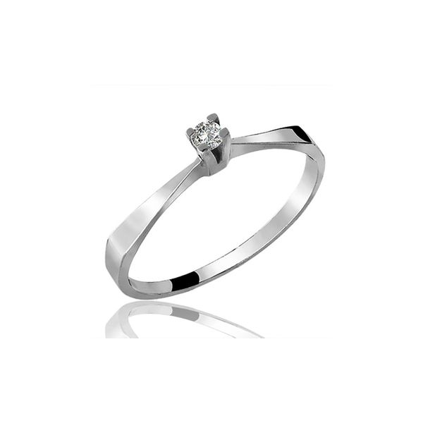 Anel De Ouro Branco 18k Solitário Lady Com Zircônia