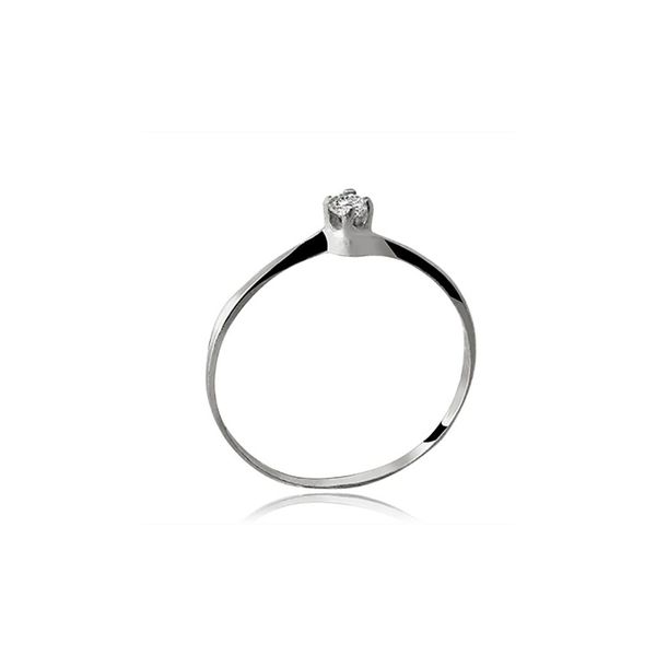 Anel De Ouro Branco 18k Solitário Marie Com Zircônia