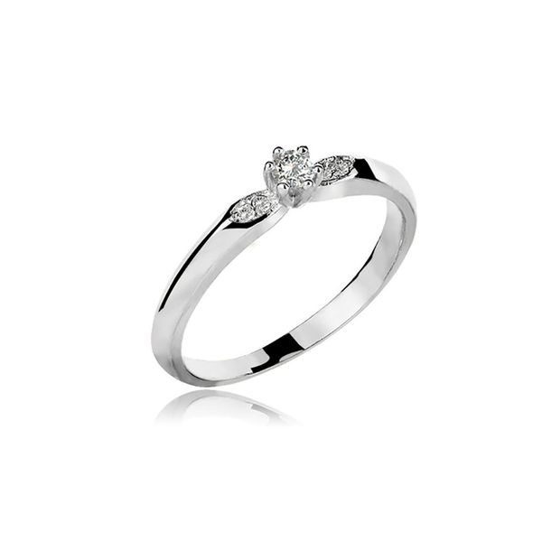 Anel De Ouro Branco 18k Butterfly Com Zircônias