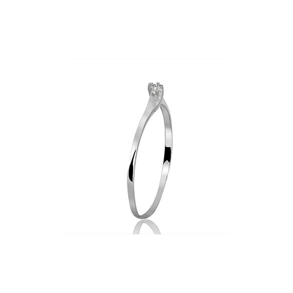 Anel De Ouro Branco 18k Solitário Delicate Com Zircônia