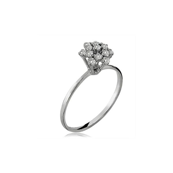 Anel De Ouro Branco 18k Chuveiro Estrela Com Zircônias