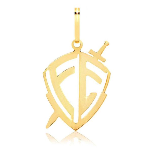 Pingente De Ouro 18k Escudo De Fé Grande