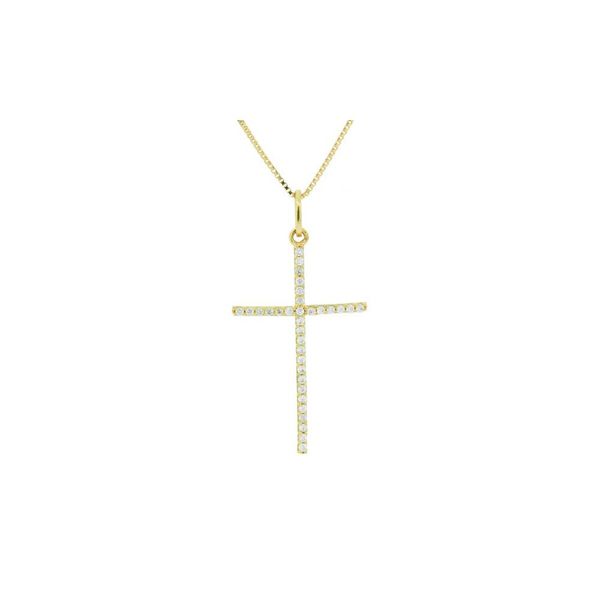 Pingente De Ouro 18k Cruz Com Diamantes 3,9 cm