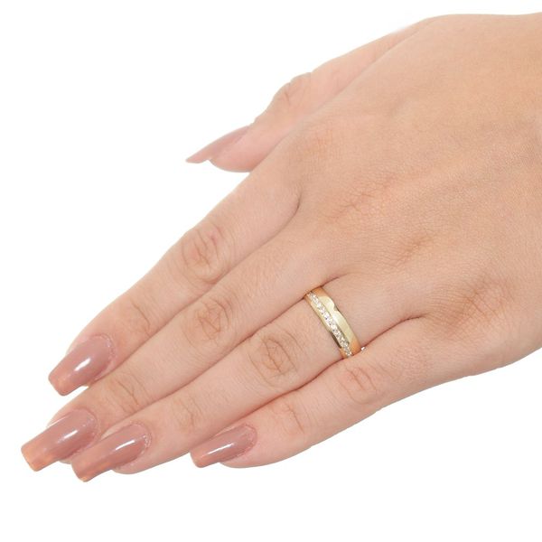 Aliança Individual De Ouro 18k De 5mm Com Zircônias