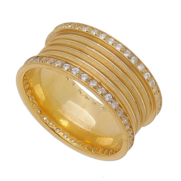 Aliança Individual De Ouro 18k Semi Anatômica De 9,4mm Com Zircônias