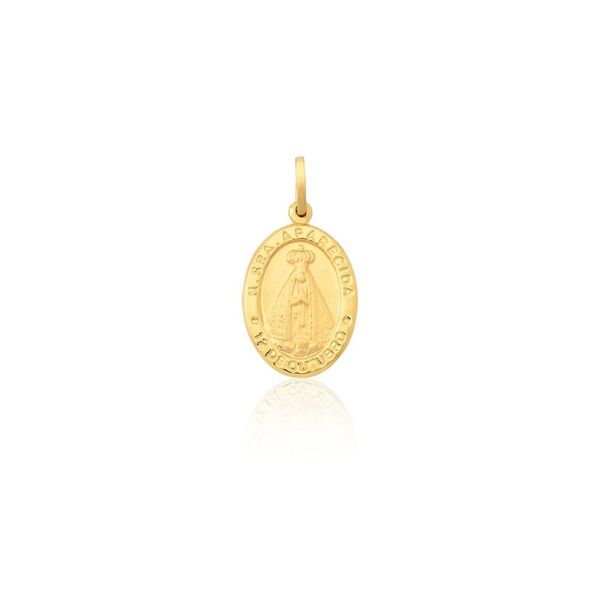 Pingente De Ouro 18k Medalha De Nossa Senhora Da Aparecida 21mm