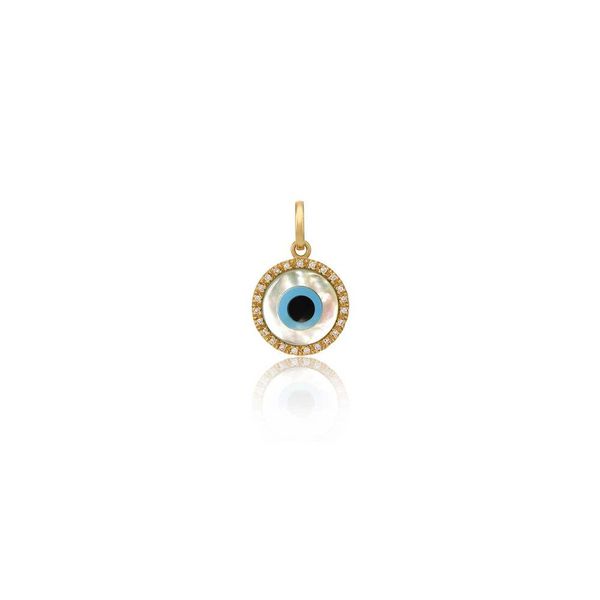 Pingente De Ouro 18k Olho Grego De 8mm Com Zircônias