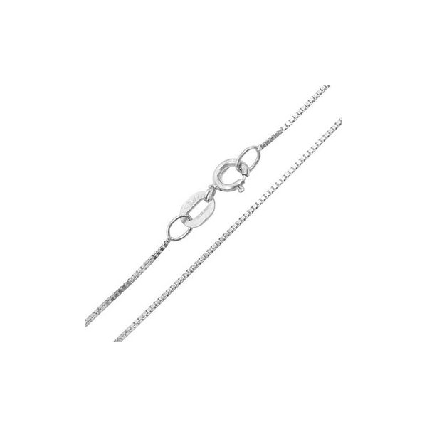 Corrente De Ouro Branco 18k Veneziana De 0,9mm Com 50cm