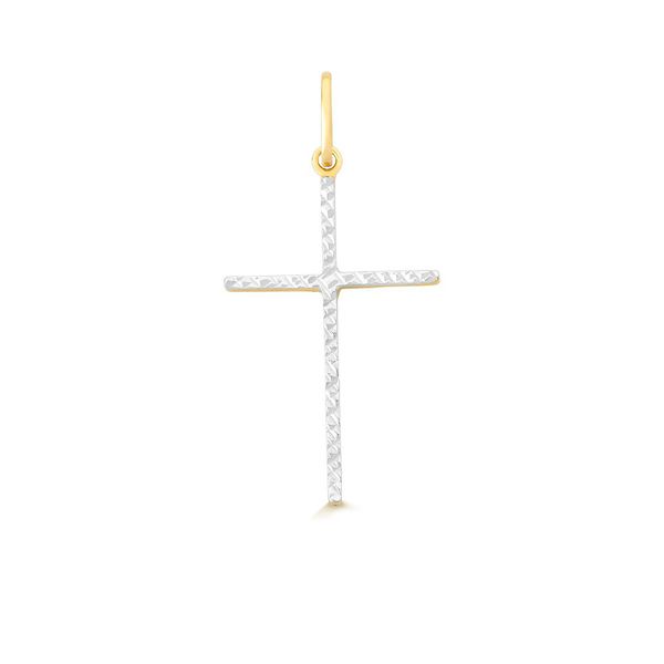 Pingente De Ouro 18k Cruz Dois Ouros Amarelo/Branco