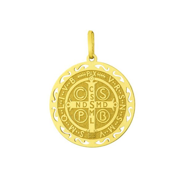 Pingente De Ouro 18k São Bento Trabalhado