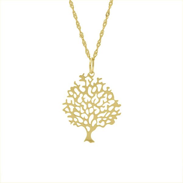 Pingente De Ouro 18k Árvore Vazada