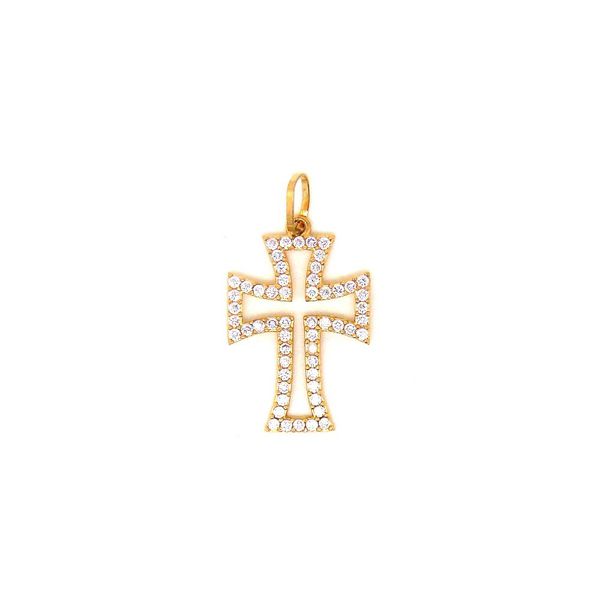 Pingente De Ouro 18k Cruz Com 23mm