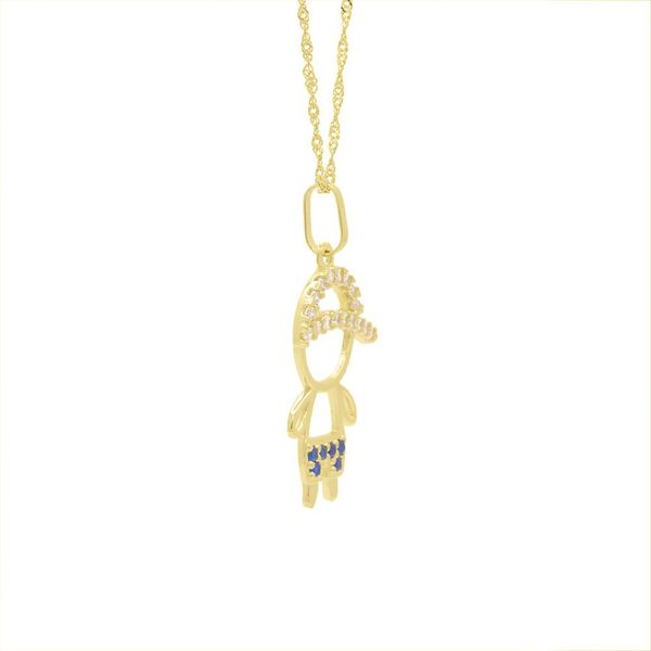 Pingente De Ouro 18k Menino Short Zircônias Azul