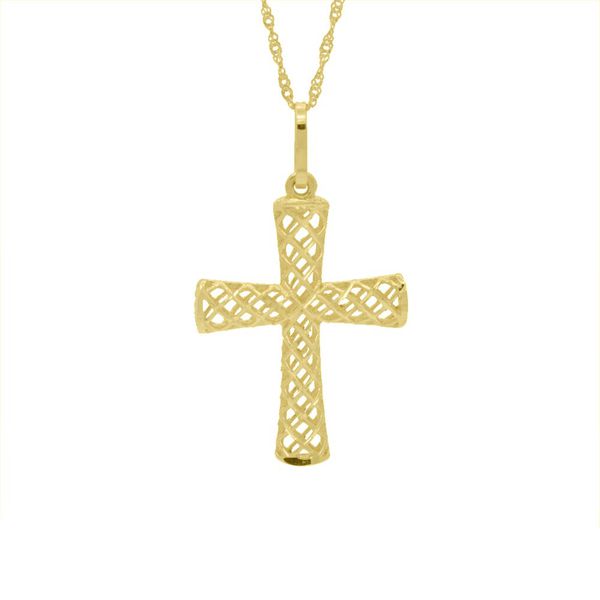 Pingente De Ouro 18k Cruz Diamantada