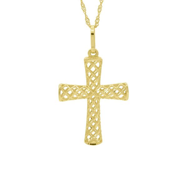Pingente De Ouro 18k Cruz Diamantada