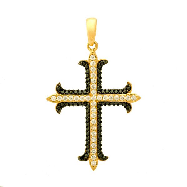 Pingente De Ouro 18k Cruz Com Zircônias