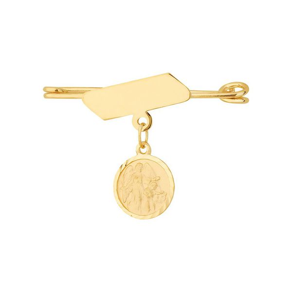 Alfinete de Ouro 18k com plaquinha e Anjo da Guarda