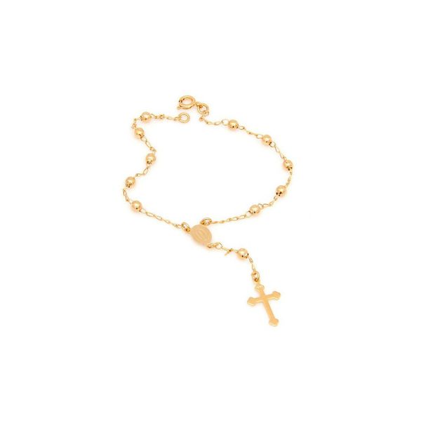 Pulseira De Ouro 18k Terço De Mão Com 18cm