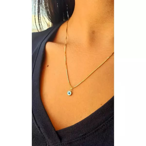 Pingente De Ouro 18k Olho Grego Em Madrepérola Redondo De 5mm