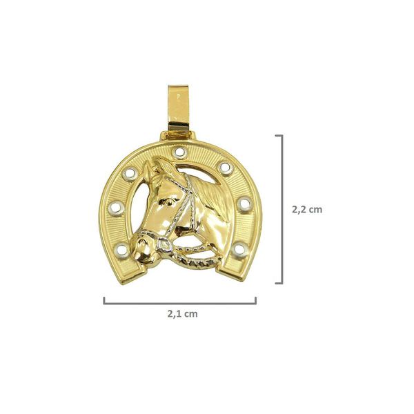 Pingente De Ouro 18k Cavalo Com Ferradura 22mm