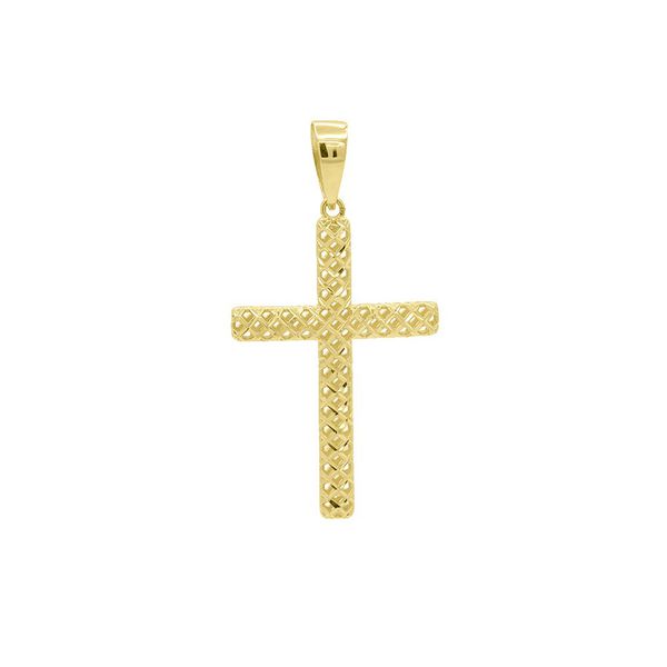 Pingente De Ouro 18k Cruz Diamantada M