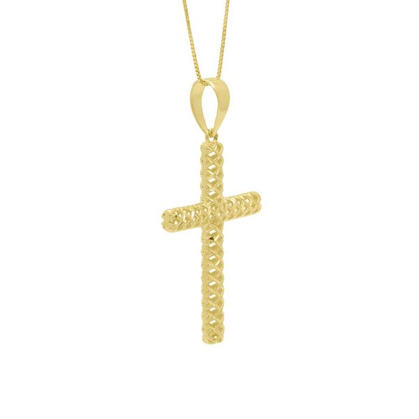 Pingente De Ouro 18k Cruz Diamantada M