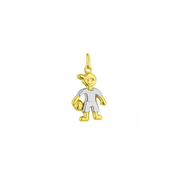 Pingente De Ouro 18k Menino Com Bola Na Mão