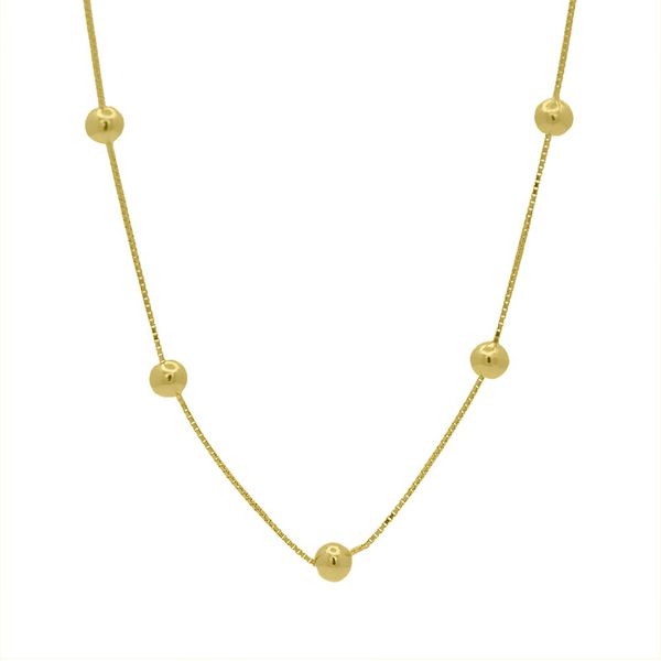 Corrente De Ouro 18k Veneziana Com Bolinhas De 3,0mm Com 90cm