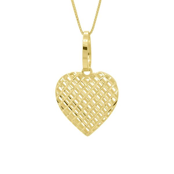Pingente De Ouro 18k Coração Diamantada M