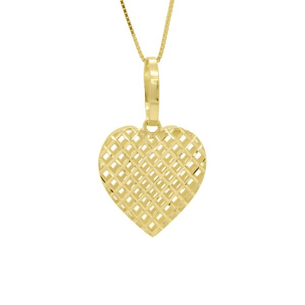 Pingente De Ouro 18k Coração Diamantada M
