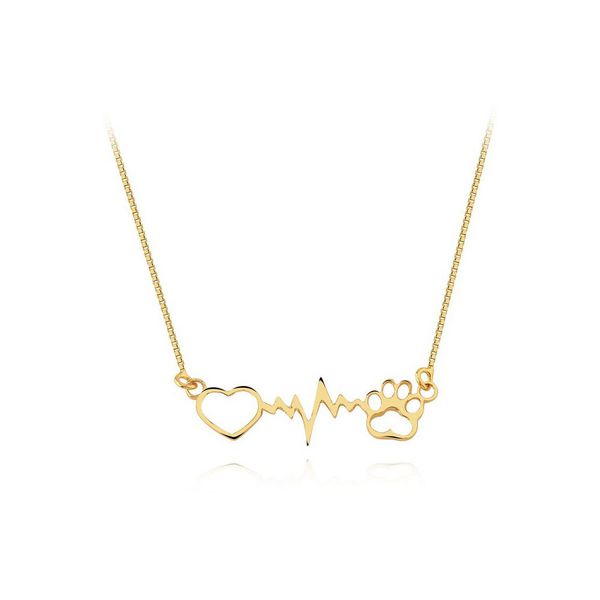 Corrente De Ouro 18k Veneziana Com 45cm Coração e Patinha