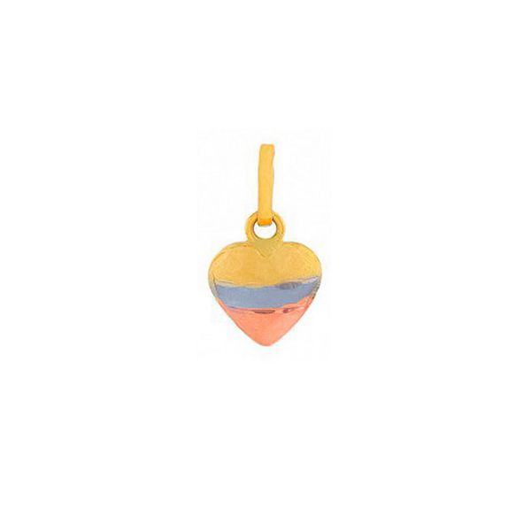 Pingente De Ouro 18k Coração Tricolor