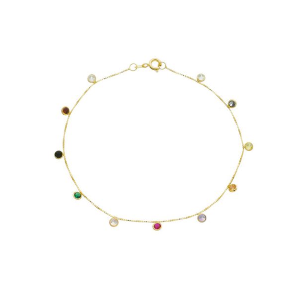 Pulseira De Ouro 18k Arco-Íris Com 19cm