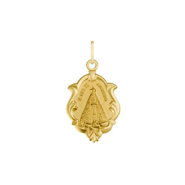Pingente De Ouro 18k Medalha De Nossa Senhora Da Aparecida 22mm