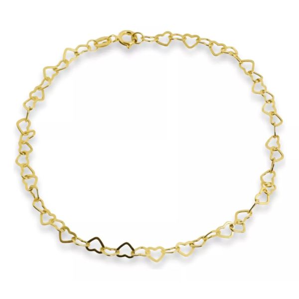 Pulseira Infantil De Ouro 18k Mini Love De 0,8mm Com 15cm