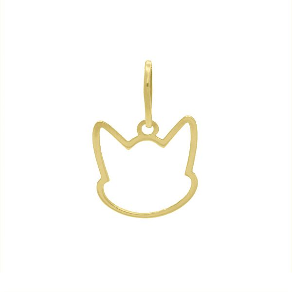 Pingente De Ouro 18k Face Gatinho Vazado