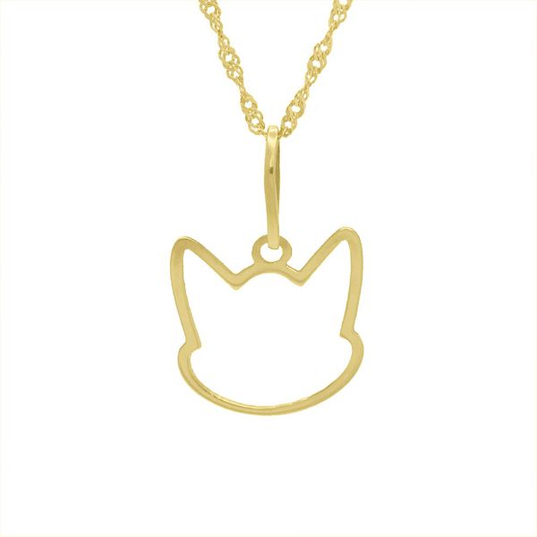 Pingente De Ouro 18k Face Gatinho Vazado