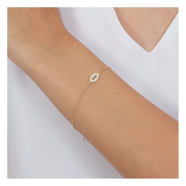 Pulseira De Ouro 18k Elo português Olho grego De 0,7mm Com 18cm