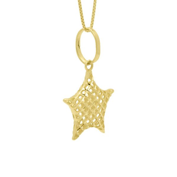 Pingente De Ouro 18k Estrela Diamantada M