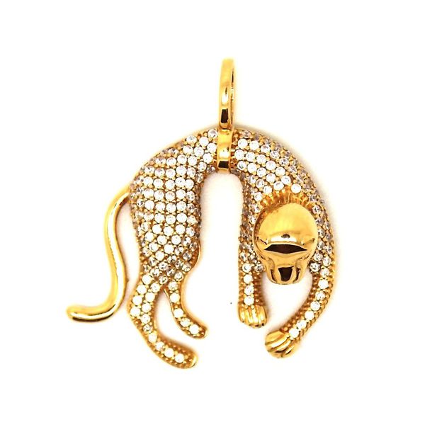 Pingente De Ouro 18k Pantera Com Zircônias