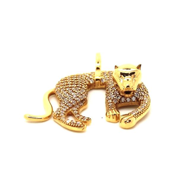Pingente De Ouro 18k Pantera Com Zircônias