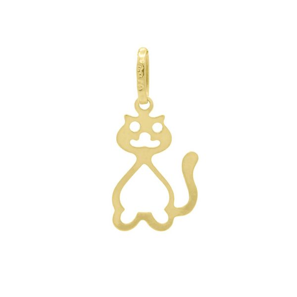 Pingente De Ouro 18k Gato Vazado