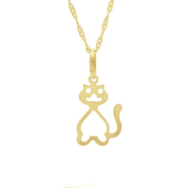 Pingente De Ouro 18k Gato Vazado